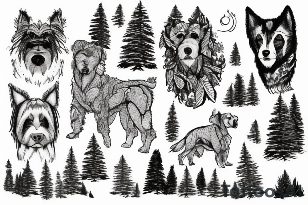 large white dog, mountains and conifers in the background tattoo idea