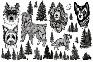 large white dog, mountains and conifers in the background tattoo idea