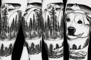 large white dog, mountains and conifers in the background tattoo idea