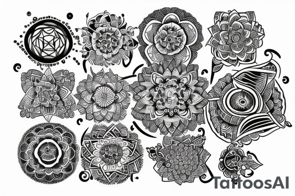 Kwiaty mandala kwiat wiśni gałęzie tattoo idea