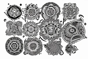 Kwiaty mandala kwiat wiśni gałęzie tattoo idea