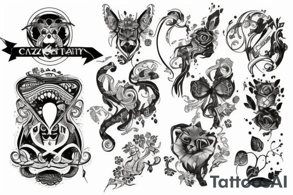 Czarny kot tattoo idea