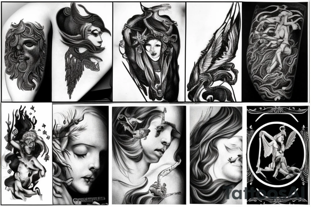 a dark greek mythology theme tattoo idea