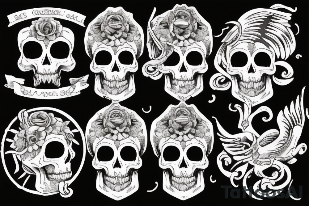 skull with greek mythology theme tattoo idea