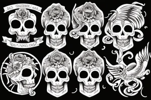 skull with greek mythology theme tattoo idea