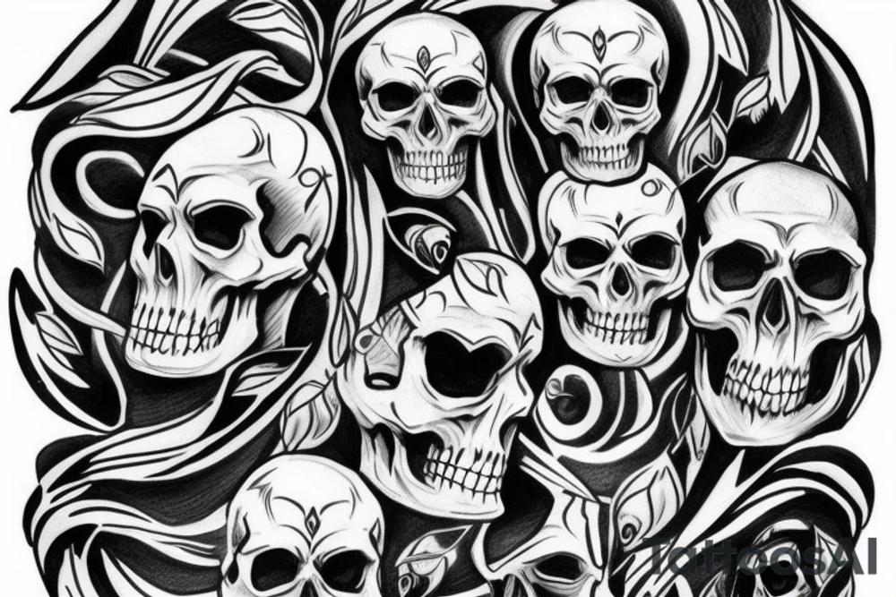 skull with greek mythology theme tattoo idea