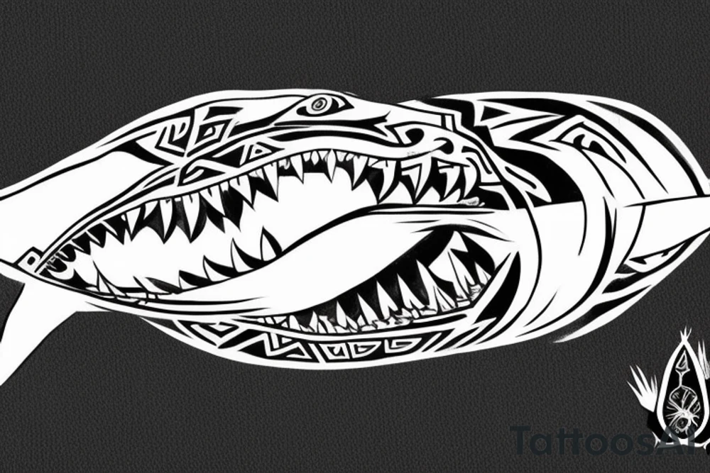 Maori warrior waves shark tattoo idea