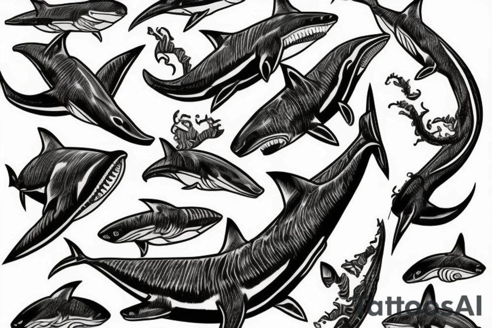 Maori warrior waves shark tattoo idea
