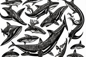 Maori warrior waves shark tattoo idea