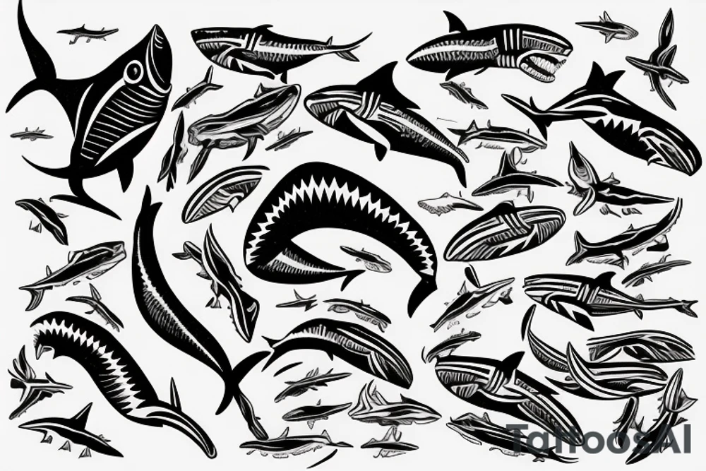 Maori warrior waves shark tattoo idea