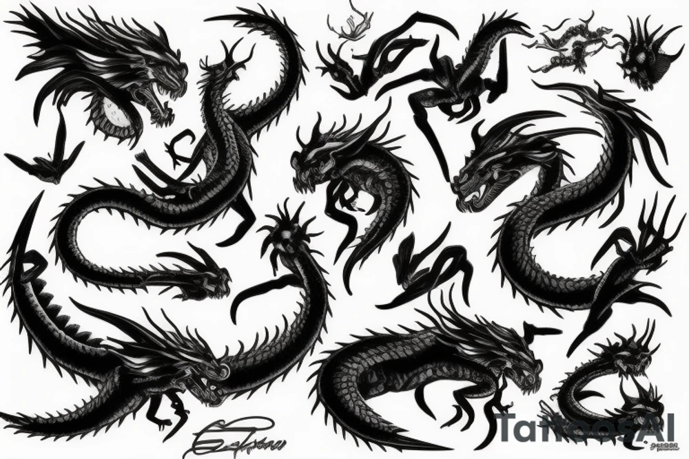 Black,Scorpions dragon tattoo idea