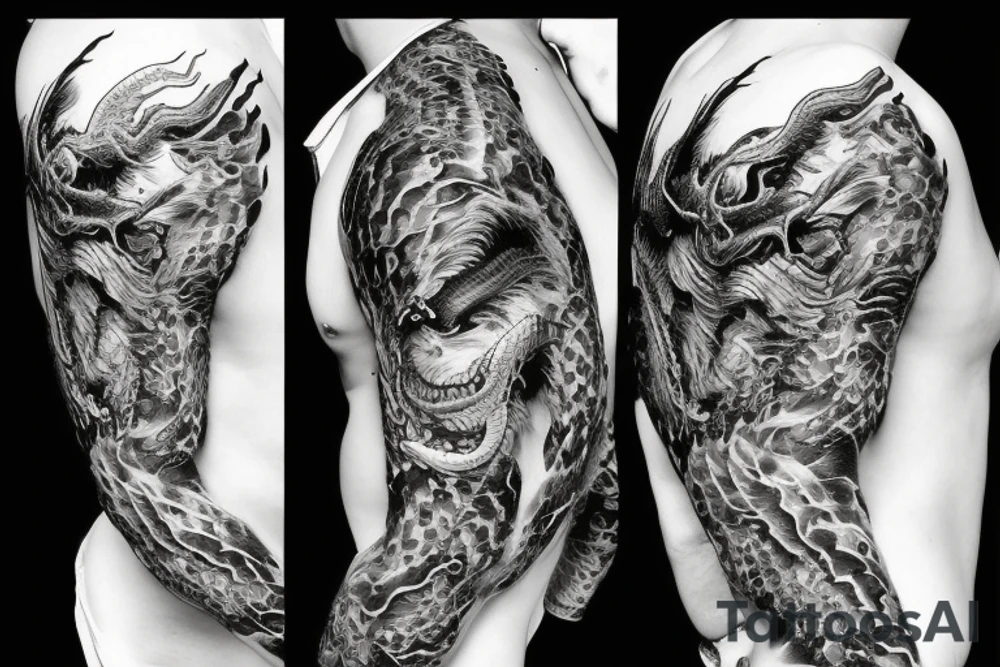Black,Scorpions dragon tattoo idea