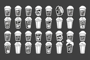 can of sprite with legs and hands eating popcorn tattoo idea