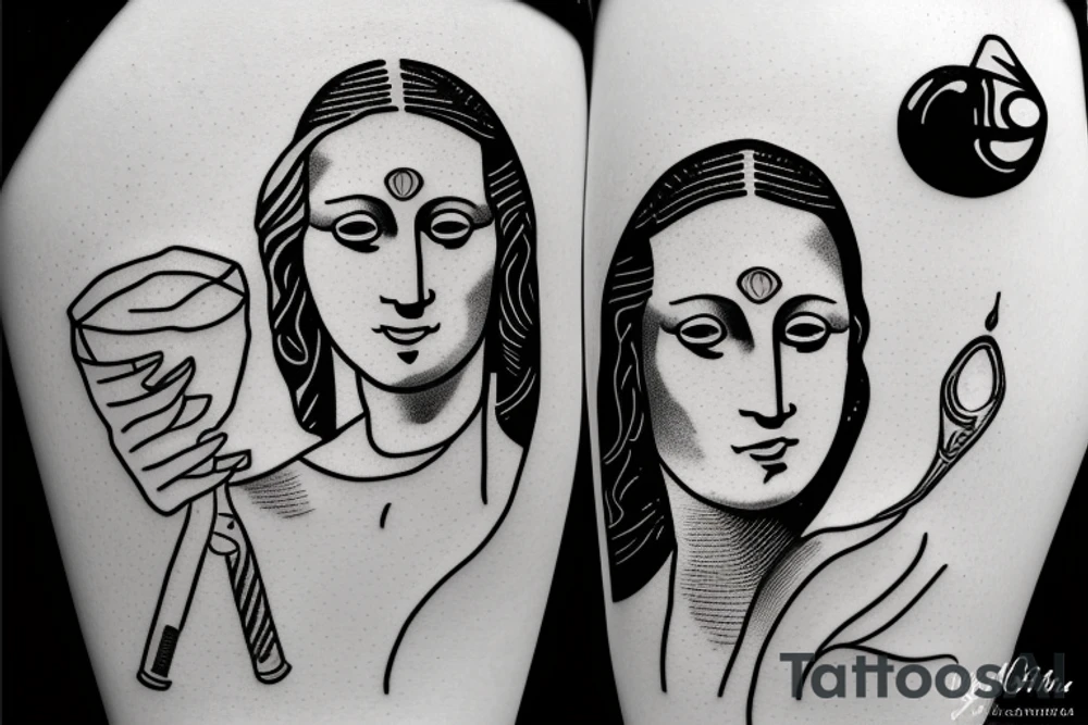 mona lisa drinking sprite tattoo idea