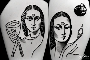 mona lisa drinking sprite tattoo idea