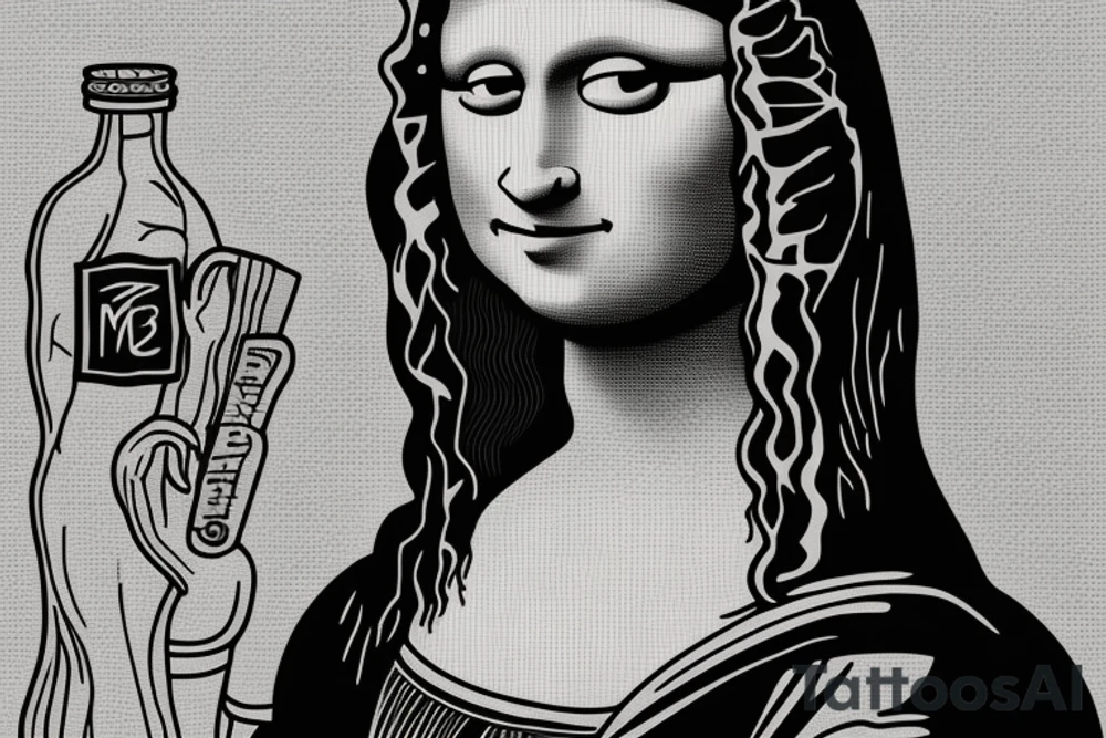 mona lisa drinking sprite tattoo idea