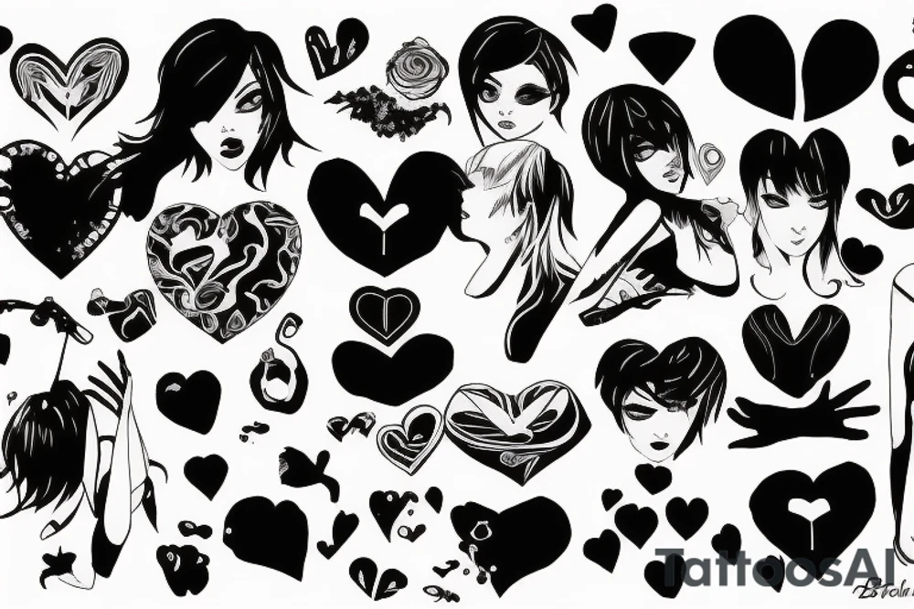 Toxic heart live girl Black emo pink tattoo idea