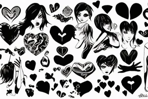 Toxic heart live girl Black emo pink tattoo idea