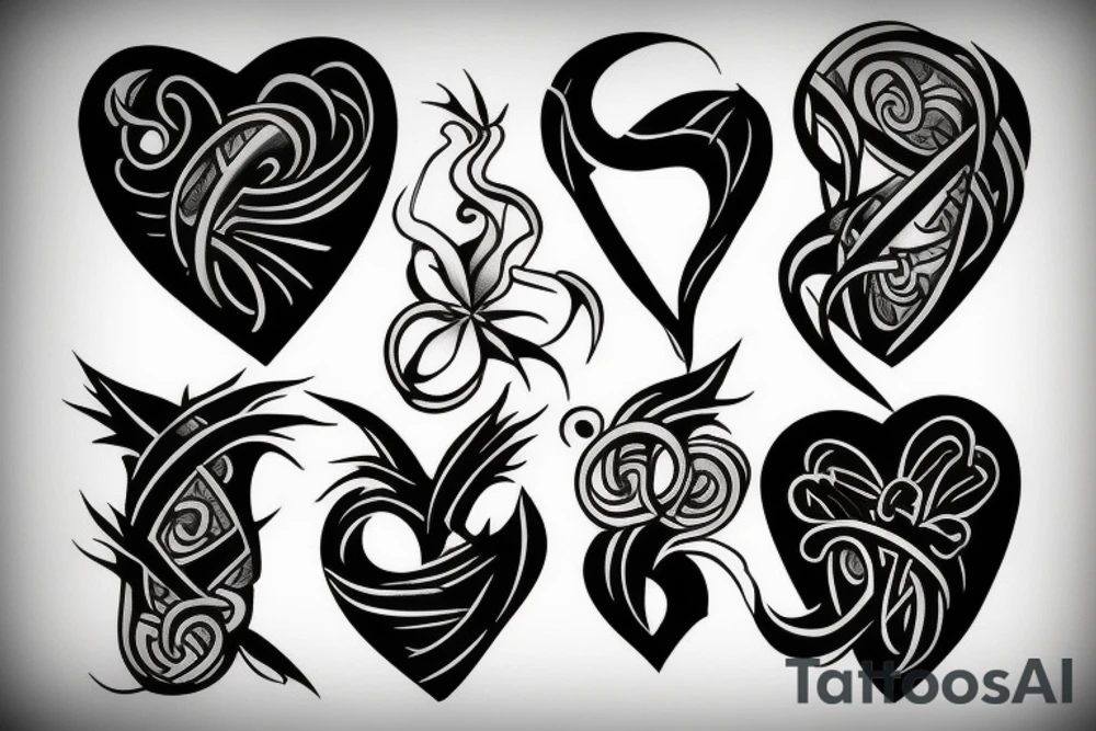 Black heart and pain tattoo idea