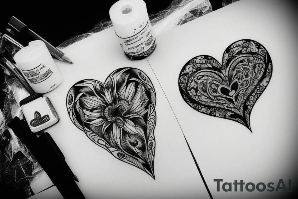 Black heart and pain tattoo idea