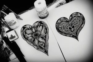 Black heart and pain tattoo idea
