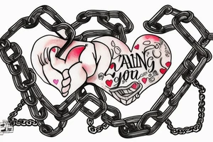 Heart being held down by chains and the brain tattoo idea