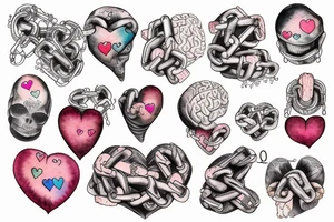 Heart being held down by chains and the brain tattoo idea