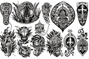 Small tattoo, medival engraving style, holy grail tattoo idea