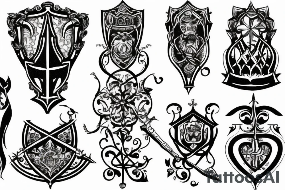 Small tattoo, medival engraving style, holy grail tattoo idea