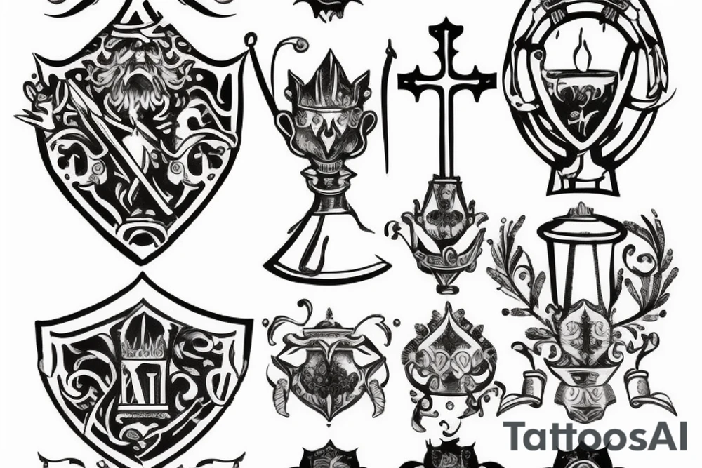 Small tattoo, medival engraving, holy grail, chalice tattoo idea