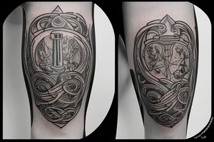 Small tattoo, medival engraving, holy grail, chalice tattoo idea