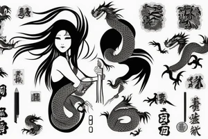 Woman with fan and the dragon tattoo idea