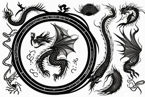 Woman with fan and the dragon tattoo idea