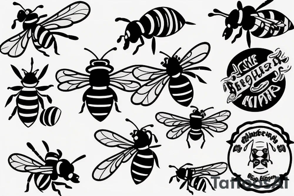 A bee carrying a knife tattoo idea