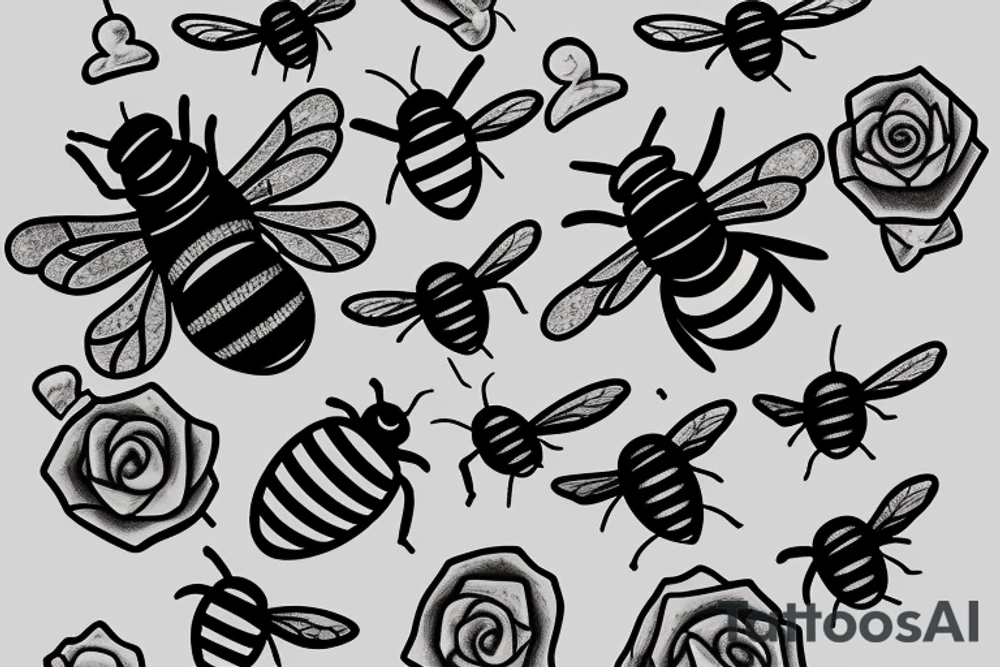 A bee carrying a knife tattoo idea