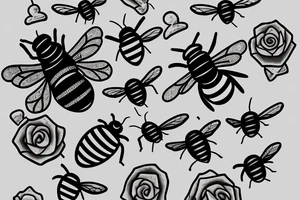 A bee carrying a knife tattoo idea