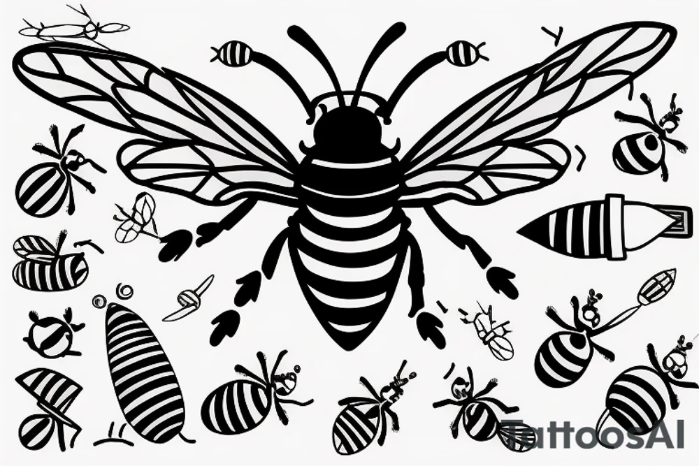 A bee carrying a knife tattoo idea
