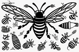 A bee carrying a knife tattoo idea