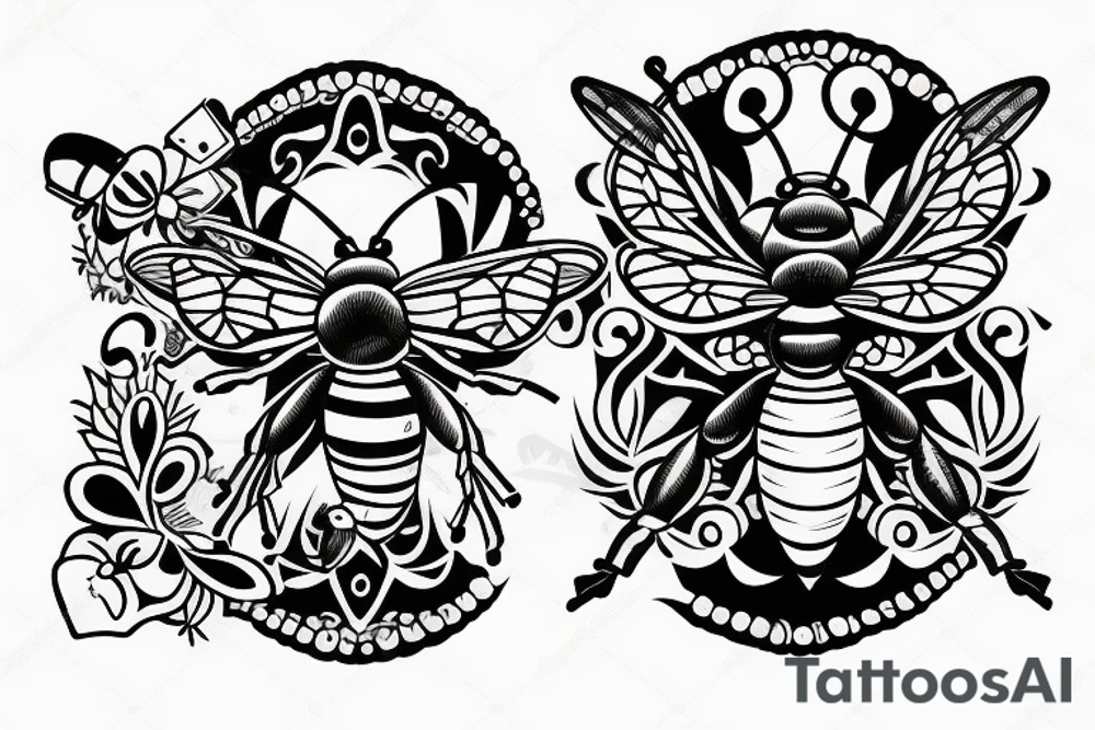 A bee carrying a gun tattoo idea