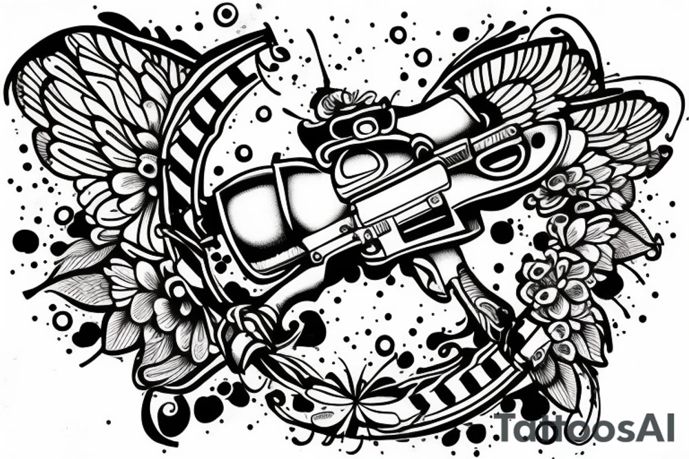 A bee carrying a gun tattoo idea
