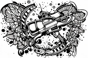 A bee carrying a gun tattoo idea