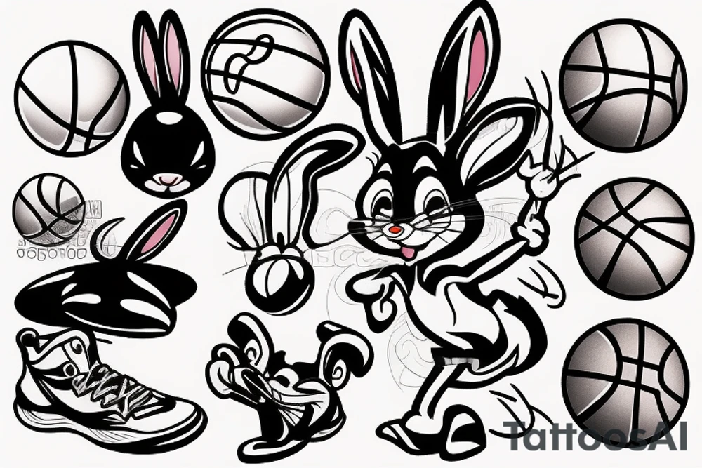bugs bunny, basketball tattoo idea