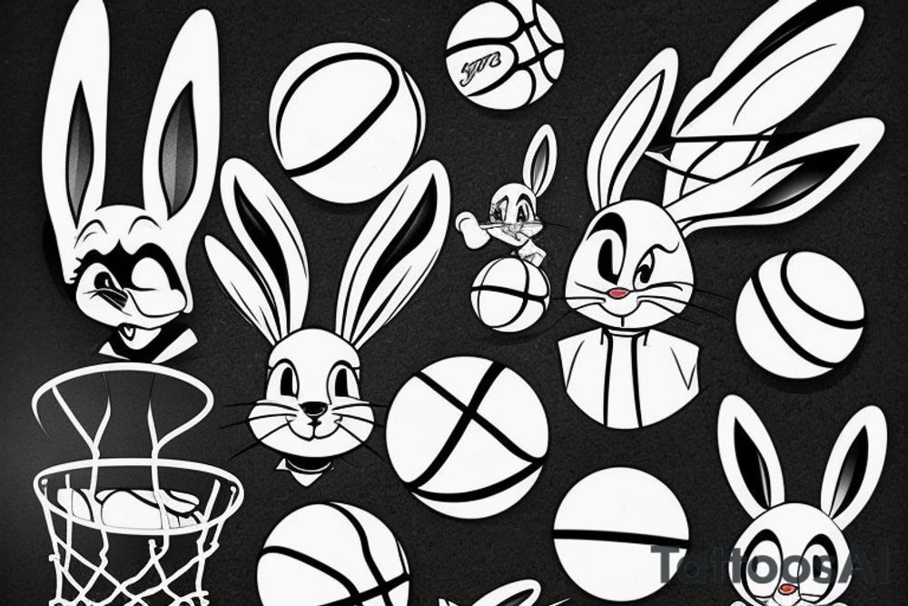 bugs bunny, basketball, Space Jam tattoo idea