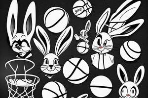 bugs bunny, basketball, Space Jam tattoo idea