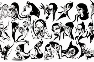 Black cartoon bdsm tattoo idea