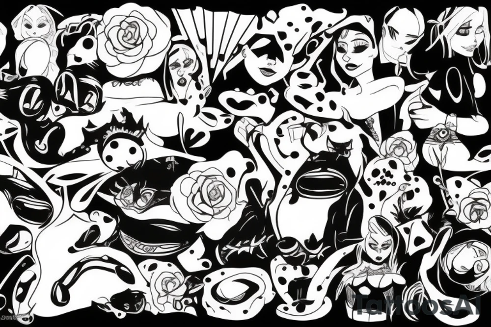 Black cartoon bdsm tattoo idea