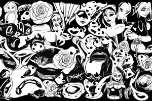Black cartoon bdsm tattoo idea