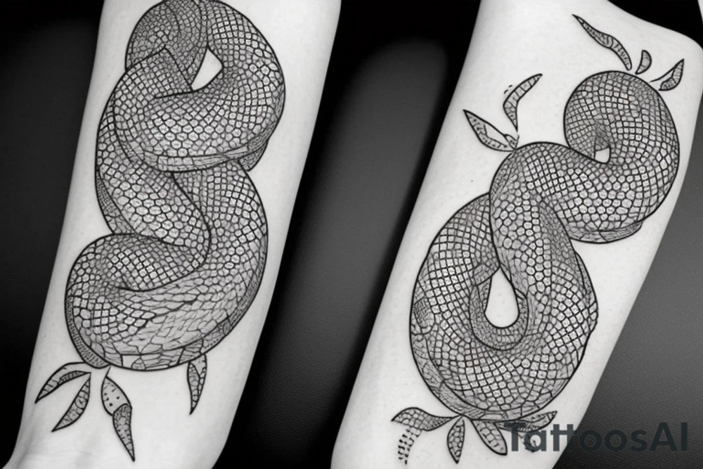 snake in flowers with a travel motif tattoo idea