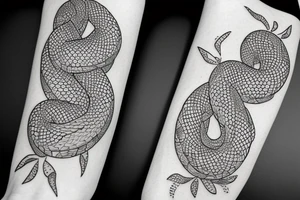 snake in flowers with a travel motif tattoo idea