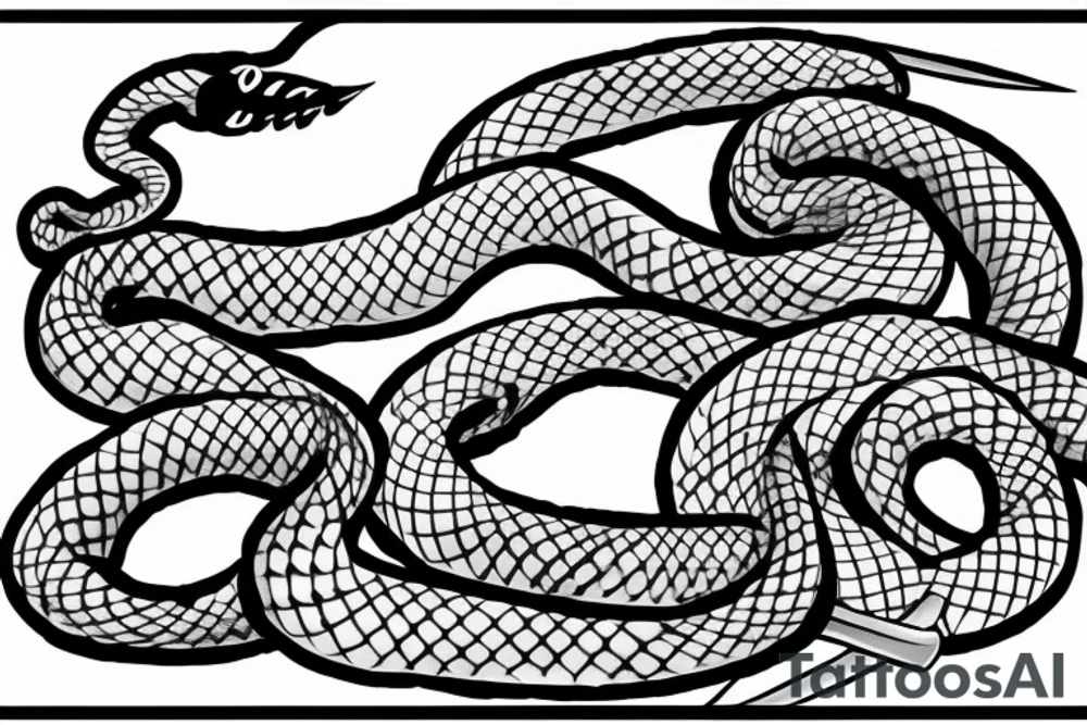japanese warrior with sword and snake tattoo idea